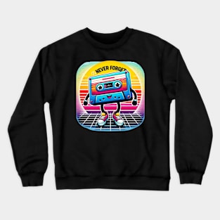 Retro Groove - 'Never Forget' Cassette Humor Crewneck Sweatshirt